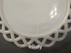 1901 Westmoreland Milk Glass Three Owls Platter 7 3/8 Diameter