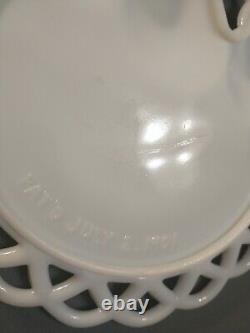 1901 Westmoreland Milk Glass Three Owls Platter 7 3/8 Diameter