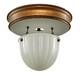 1910s White Milk Glass & Steel Semi Flush Light