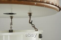 1910s White Milk Glass & Steel Semi Flush Light
