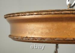 1910s White Milk Glass & Steel Semi Flush Light