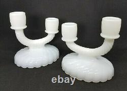 1920s Newbound Imperial Glass Co Milk Swirl Console Set Bowl and Candleholders