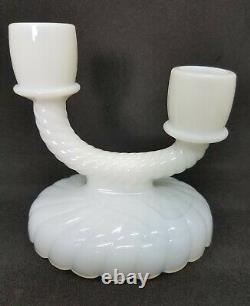 1920s Newbound Imperial Glass Co Milk Swirl Console Set Bowl and Candleholders