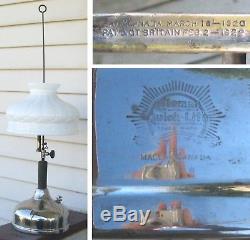 1922 LANTERN Coleman Quick Lite Vapor Lamps Milk Glass White Opal Shade CANADA