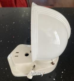 1930's Paulding Art Deco, White Porcelain wall Sconce and Milk Glass Shade