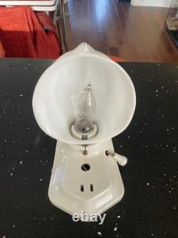 1930's Paulding Art Deco, White Porcelain wall Sconce and Milk Glass Shade