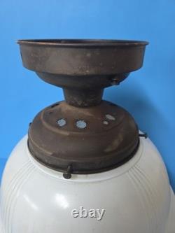 1930s Art Deco White Milk Glass Stepped Ceiling Light Fixture 13.5 x 12