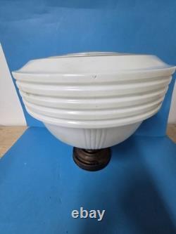 1930s Art Deco White Milk Glass Stepped Ceiling Light Fixture 13.5 x 12