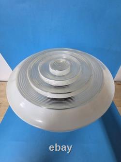 1930s Art Deco White Milk Glass Stepped Ceiling Light Fixture 13.5 x 12