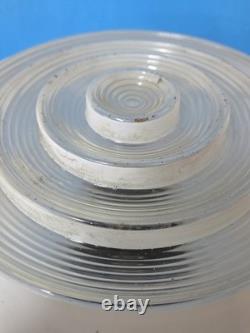 1930s Art Deco White Milk Glass Stepped Ceiling Light Fixture 13.5 x 12