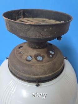 1930s Art Deco White Milk Glass Stepped Ceiling Light Fixture 13.5 x 12