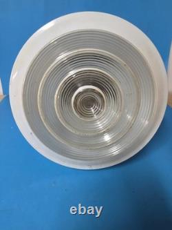 1930s Art Deco White Milk Glass Stepped Ceiling Light Fixture 13.5 x 12