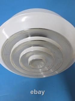 1930s Art Deco White Milk Glass Stepped Ceiling Light Fixture 13.5 x 12