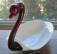 1940's-50's Rare Duncan & Miller Ruby Neck And Head Milk Glass Swan #30-81
