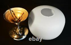 1940s Dutch art deco Opaline milk glass pendant light chrome monk cap fittings
