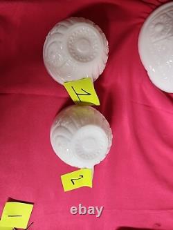 1950's Thatcher McKee White Milk Glass Punch Bowl Concord 28pc set WithHangers