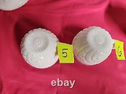 1950's Thatcher McKee White Milk Glass Punch Bowl Concord 28pc set WithHangers