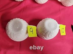 1950's Thatcher McKee White Milk Glass Punch Bowl Concord 28pc set WithHangers