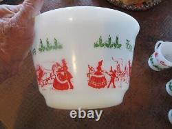1950s Tom and Jerry Hazel Atlas Eggnog Milk Glasses and Punch bowl SET of 12