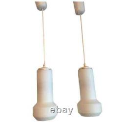 1960s Pair of White Milk Glass Lamp Pendants by Doria Leuchten of Germany