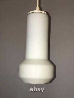 1960s Pair of White Milk Glass Lamp Pendants by Doria Leuchten of Germany