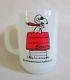 1965 Anchor Hocking Snoopy Curse You Red Baron Mug Milk Glass Coffee Cup