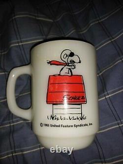 1965 Snoopy Fire King Curse You Red Baron Cup Schulz Charlie Brown Made in USA
