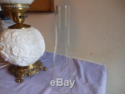 1970's FENTON white milk glass Poppy Gone With The Wind 3-Way Lamp