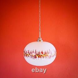 1970s Psychedelic opaline milk white glass pendant ceiling lights Czechoslovakia