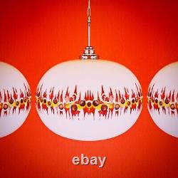 1970s Psychedelic opaline milk white glass pendant ceiling lights Czechoslovakia