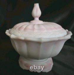 1976 Fenton Rosalene Ogee Milk Slag Glass Covered Candy Dish withBase Numbered