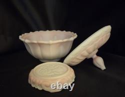 1976 Fenton Rosalene Ogee Milk Slag Glass Covered Candy Dish withBase Numbered