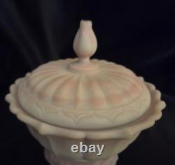 1976 Fenton Rosalene Ogee Milk Slag Glass Covered Candy Dish withBase Numbered