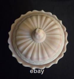 1976 Fenton Rosalene Ogee Milk Slag Glass Covered Candy Dish withBase Numbered