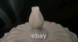 1976 Fenton Rosalene Ogee Milk Slag Glass Covered Candy Dish withBase Numbered