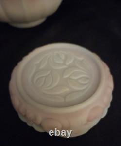 1976 Fenton Rosalene Ogee Milk Slag Glass Covered Candy Dish withBase Numbered