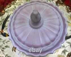 1976 Fenton Rosalene Ogee Milk Slag Glass Covered Candy Dish withBase Numbered
