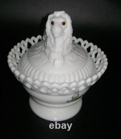 1979 Pennsylvania Lions Club White Milk Glass Lion Covered Dish by Westmoreland