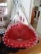19th Century Victorian Ruby Brides Basketcranberry Cased On Milk 11tall 2.5lbs