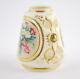 19th C. Antique Bohemia Moser Miniature Vase, Milk Glass, Handpainted, Gilt