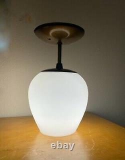 2 Atlas Vtg Mid Century Modern Milk Glass Teardrop Light Fixture Lamp Lightolier