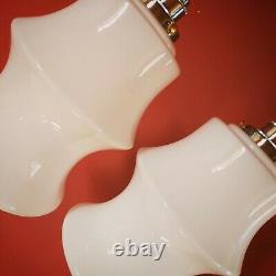 2 Available Vintage Milk Glass Opaline Pendant Ceiling Light Czechoslovakia