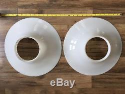 2 Flat White Milk Glass Reflector Shades 13-3/4 Industrial Lighting