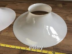 2 Flat White Milk Glass Reflector Shades 13-3/4 Industrial Lighting