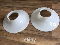 2 Flat White Milk Glass Reflector Shades 13-3/4 Industrial Lighting