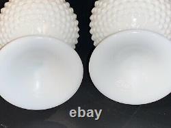 2 Large Vintage Fenton White Milk Glass Swung Vases Hobnail Mid Century Modern