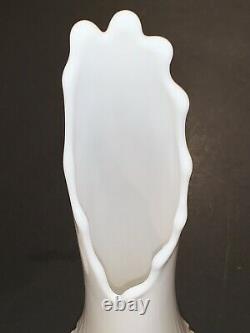2 Large Vintage Fenton White Milk Glass Swung Vases Hobnail Mid Century Modern