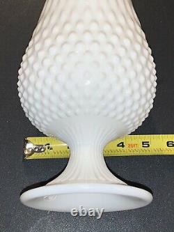 2 Large Vintage Fenton White Milk Glass Swung Vases Hobnail Mid Century Modern