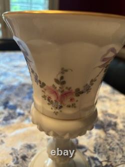 2 Matching Westmoreland Milk Glass Pedestal Footed Lid Candy Dish Roses & Bows