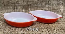 2 Pyrex 700 Red Pixie 10 oz. Au Gratin Dishes